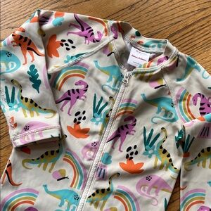 Hanna Andersson Dinosaur Print Swim Long Sleeve Zip Rash guard Bodysuit Size 2T